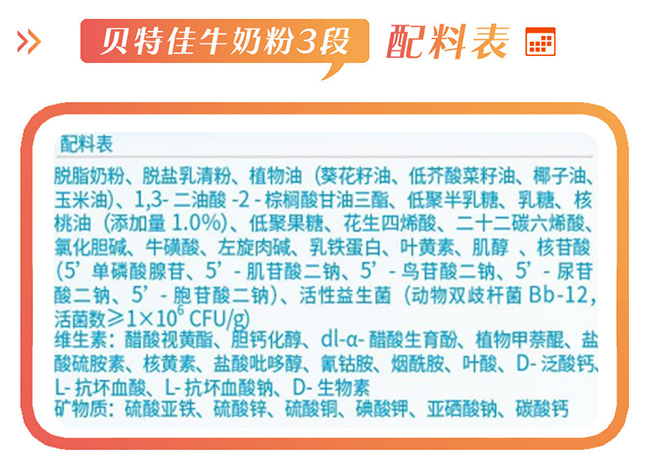 贝特佳牛奶粉奶源与原料